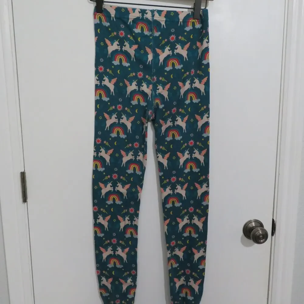 Hanna Andersson Sz 12 Teal Unicorn Kids Pajama Set Organic Cotton